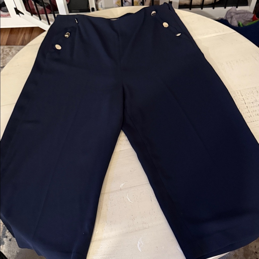 H&M Dark Blue Capris with Metal Accents